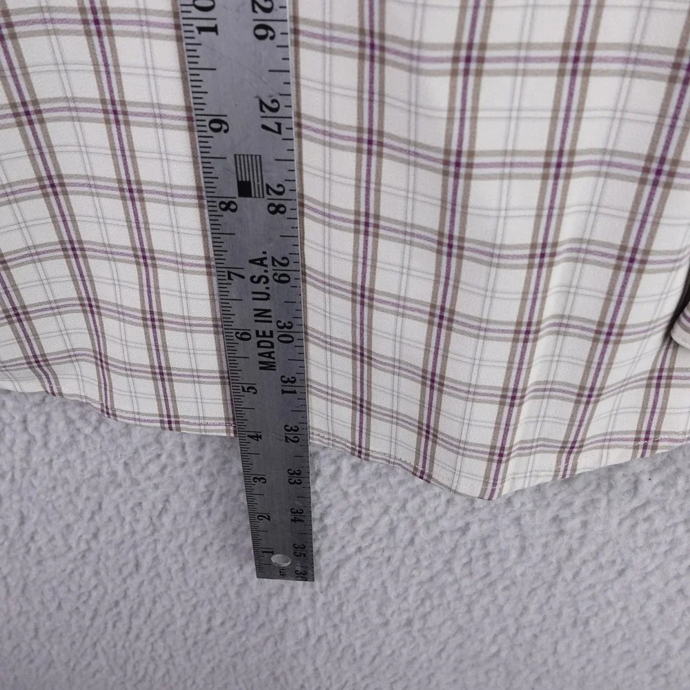 Mizzen + Main Leeward Trim Fit Plaid Performance Dress Shirt Mens‎ XL Purple Tan